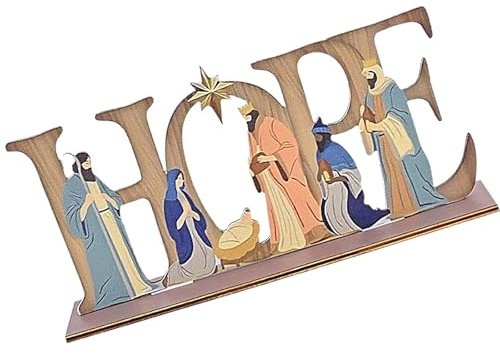 ZEPFJHE Figura de belén con signo de esperanza para el hogar de temporada y decoraciones de símbolo de fe, accesorios para el hogar, decoraciones religiosas