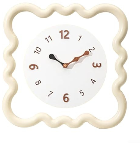 Elegante dipinto da parete in stile crema che combina orologio e lampada da parete, progettato per soggiorno o decorazione sopra il divano (B)