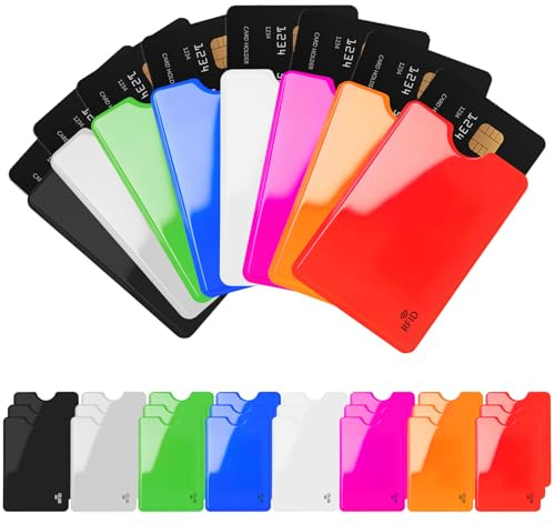 24-Pack Travel RFID Blocking Sleeves, Secure Cred Card Protecor Holders | 2.48'' x 3.58'' Multicolor Identity Theft Protection, Waterproof aluminum Foil Slim Design easily into your Wallet