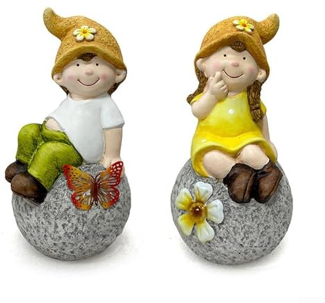 Estatua de gnomo de jardín hecha de porcelana para su uso en espacios interiores y exteriores como porches y jardines, diseñada para proporcionar un atractivo decorativo de larga duración (C)