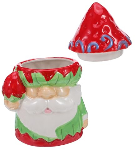DIYEAH Pot à Biscuits Céramique Père Noël avec Couvercle Boîte à Bonbons et Friandises pour Noël Rangement Décoratif pour Snacks et Biscuits Jarre de Cuisine Festive Porcelaine