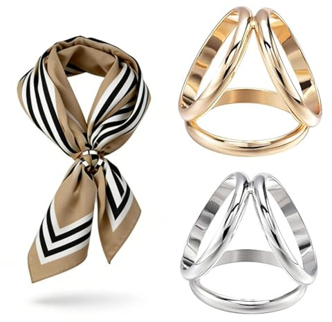 Wnzdp 2 PCS Scarf Ring, Exquisite Scarf rings for Women, Durable T-shirt Ties Cinch Clips for Clothes Women Waist Loose Clothing Blouses Dresses(Silver Gold)