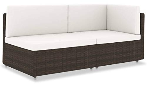 Mandloder Modulares 2-Sitzer Poly Rattan Sofa Braun, Witterungsbeständig für Garten & Balkon, Robustes Stahlgestell, Komfortable Kissen, Outdoor-Möbel Set