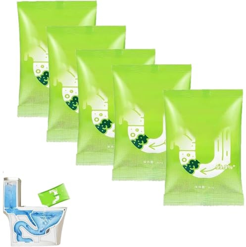 Potente polvo desatascador, limpiador de desagües de fregaderos, agente desatascador, agente desbloqueador, espuma rápida para limpieza rápida en interiores y exteriores (5pcs)