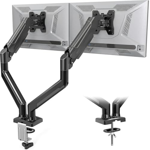 Meridiana Supporto Monitor Schermi da 10 a 32 Pollici scrivania gaming, monitor pc, VESA 75 100 mm, Braccio monitor doppio Regolabile fino a 12 kg, Girevole e Regolabile in Altezza e inclinazione.