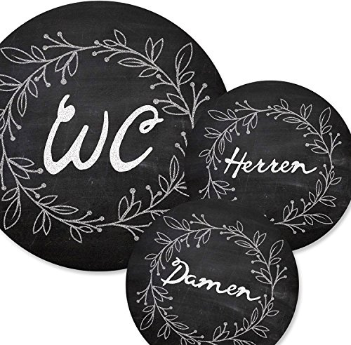 Logbuch-Verlag WC-Schilder Set 3 Toilettenschilder schwarz weiß WC + Männer + Frauen - Toiletten Türschild zum Kleben Restaurant Hotel