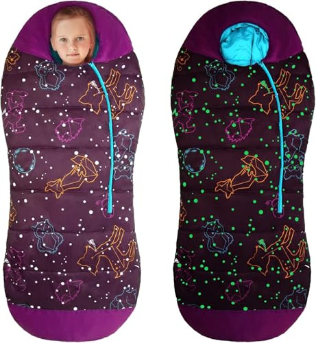 AceCamp Glow in The Dark Mummy Schlafsack für Kinder und Jugendliche, Temperaturbewertung -1°C, Wasserdicht für Camping, Wandern und Schlummerparty