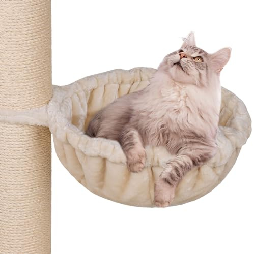 HAPPYPET Universal XXL Liegemulde für Kratzbaum Ø 45 cm - Schlafmulde für große Katzen, Maine Coon, Stabil bis 20 kg Traglast, Hängematte, Katzenliege, Katzenmulde, Creme
