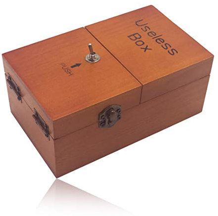 Longzhuo Useless Box, Boîte en Bois Useless, Large Jeu de Jouets, Difficile Boîte à Interrupteur Automatique, Jouets de Fête Amusants Gadget Amusant pour Anniversaire Fête Cadeau Game