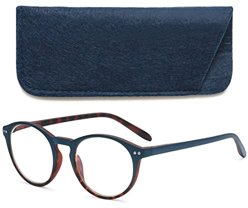 VEVESMUNDO Anti Blaulicht Lesebrillen Computer Damen Herren Federscharnier Klar Groß Runde Retro Vintage Vollrandbrille Lesehilfe Sehhilfe Blaulichtfilter Brille