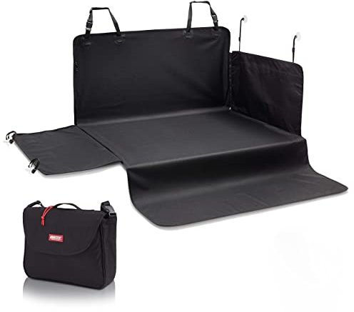 BARTSTR Kofferraumschutz Hund 170x95 cm, Universal für Kombi Kofferraum, Schutzmatte Wasserabweisend & Stoßstangenschutz, Plus Schultertasche