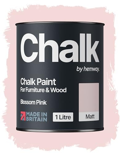 Hemway Chalk Paint Blossom Pink 1L, Matt Finish Shabby Chic | Furniture Paint, Chalk Furniture & Walls, Quick Dry & 1 Coat