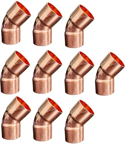 EZ-FLUID Plumbing 1/2 C X C Copper 45 Degree Elbow,LF Short Turn Pressure Copper Fittings with Sweat Solder Connection for Residential,Commercial. (10 Pack)