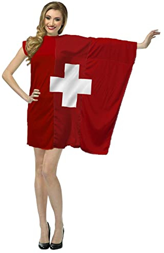 The Dragons Den Adults National World Flag of Switzerland Dress Patriotic Sports Supporters Country Fancy Dress [L-XL]
