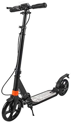 Scooter Kickscooter Erwachsene Kinder Tretroller mit Federung 200mm Rädder Klappbar Höhenverstellbar Cityroller mit Handbremse Fußbremse (Schwarz)
