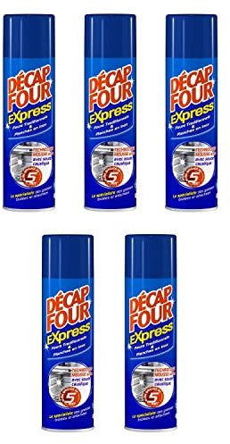 DECAP FOUR Lot de 5 Express – Aérosol (500Ml) – Nettoyant Four Ultra Dégraissant – Formule Avec Soude Caustique