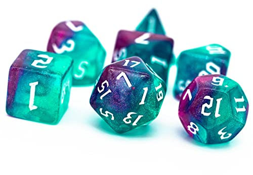 World of Dice Würfelset - 7 Rollenspiel-Würfel im Set, für Pen and Paper, z. B. Dungeons and Dragons (D&D), Das Schwarze Auge (DSA), Pathfinder, Shadowrun, Aborea, ...