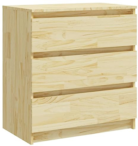 vidaXL Massivholz Kiefer Nachttisch mit 3 Schubladen Nachtschrank Nachtkonsole Nachtkommode Schlafzimmer Schrank Kommode 60x36x64cm