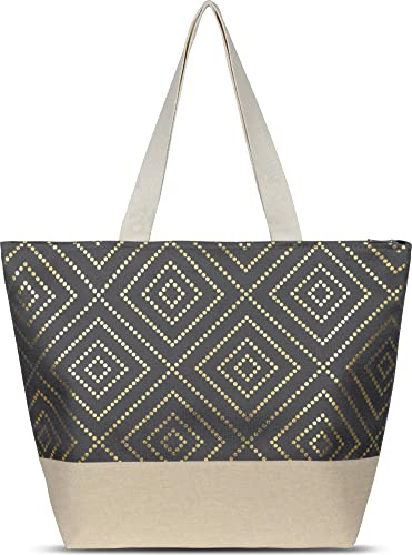 normani XXL Strandtasche - Damen Handtasche mit langen Henkel - Schultertasche für Frauen 19 Liter Volumen mit Innentasche Farbe Anthrazit