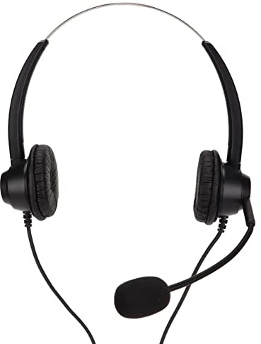 Wired Stereo Call Center Headset, Binaural Telephone Headset with HD Mic, 2.5mm Jack On-Ear Wired Headphones, In-line Control, Lightweight, for Call Center/Skype/Zoom/Webinar