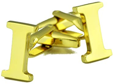 Wycian Manchettenknoepfe Initialien, Cufflinks Letter Buchstabe I Gold Kupfer für Männer Vater Freund Tuxedo Shirt