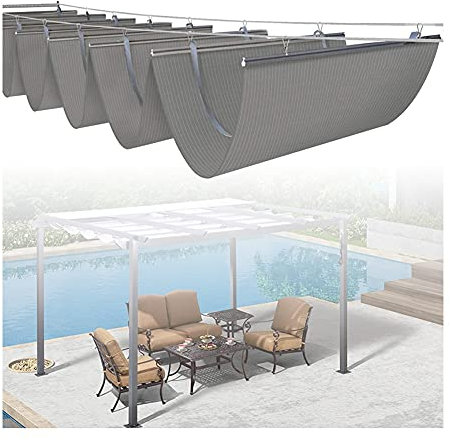 Tenda parasole a vela, pergola, copertura estensibile in tessuto di ricambio per gazebo terrazza (grigio, dimensioni: 0,9 x 8 m)