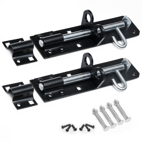 onesto Pack of 2 - Gate Bolt Lock Shed Door Lock 6'' Heavy Duty Brenton Bolt as Garden Gate Lock Steel Powder Coated for Extra Security (Brenton Bolt 152mm)
