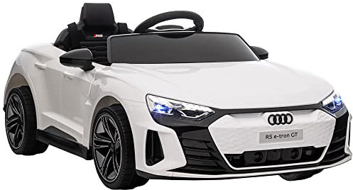 HOMCOM Audi RS e-tron GT Licensed Electric Cars for Kids Electric Ride-ons 12V Battery Powered Toy w/Remote Control Music, for 3-5 years, White