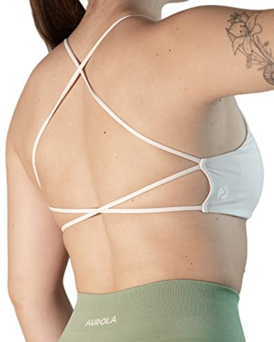 AUROLA Dam yoga sport bh träning bustier, rygglös med band träning, löpning bh, yoga bh, crop toppar, L