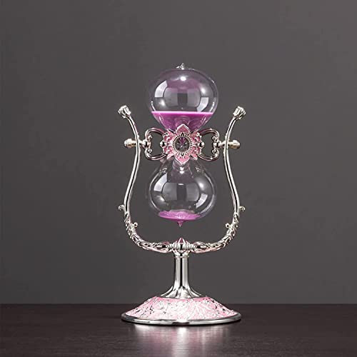 BOSUGE, sablier sablier artisanat verre décoration assistant de gestion du temps sablier en métal vintage 15 minutes/30 minutes/60 minutes grande horloge de sable antique rotative à 360° ( Color : Roz