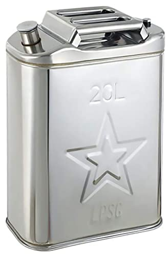 CORGLI 5L/10L/15L/20L Combustible Gasolina Gasolina Diesel Latas de Gas Tanque Contenedor de Respaldo, Bidón de Acero Inoxidable 201 para Motocicletas Automóviles Cortacésped Canotaje Camping,20L