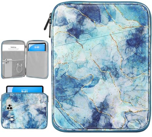 Dadanism 9-11 Zoll Tablet Tasche Hülle für iPad Air/Pro 11, iPad (A16) 11. Gen 11, i-Pad 10. Gen 10,9 Air 5/4, i-Pad 9/8/7. Gen 10,2, Galaxy Tab A9+ 11/S9 FE 10,9, Tab M11 11,Marmor Blau
