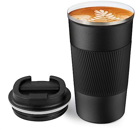 18oz Mug with Ceramic Coating Inside, Insulated Coffee Mug with Lid, Leak Proof Coffee Travel Mug, Travel Coffee Mug Fits in Car Cup Holder