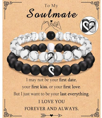 TEVOP Couple Gifts for Him and Her, Matching Couple Bracelets | Gifts for Husband Boyfriend Wife Girlfriend, Romantic Parents Grandparents Christmas Anniversary Valentines Gifts