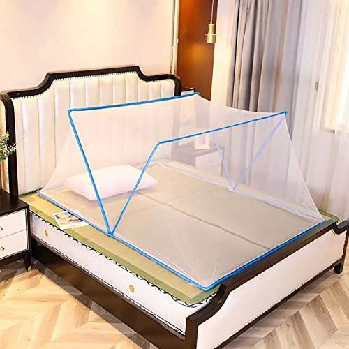 Mosquitera emergente para Viajes y hogar, Dosel de Cama para Cama Doble e Individual, Tienda de campaña Universal con mosquitera para bebés, Adultos, Viajes, Camping,Azul,190x90cm
