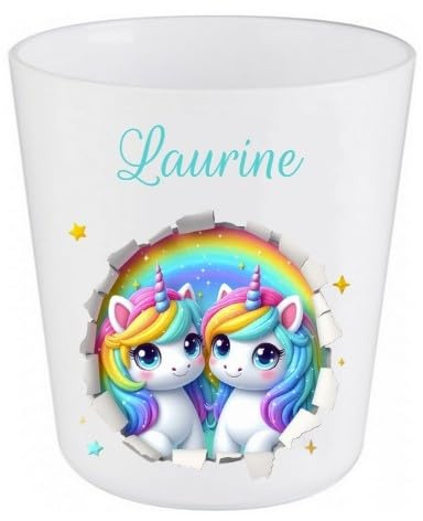 Les Trésors De Krys Gobelet en Plastique pour Enfants | Gobelet Personnalisé avec Nom |Verre Plastique Incassable Personnalisé
