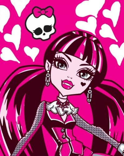 Manta infantil Monster High Beauty Pink 110 x 140 cm, manta de forro polar para sofá Draculaura Frankie Piedra Lagoona Blue Piraña Neptuna a juego con ropa de cama
