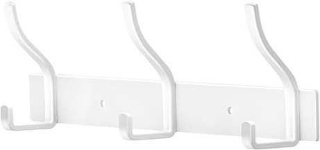 ZUIMENG Percheros Pared, Percha Pared Colgador de Acero Inoxidable, Ganchos para Colgar para Recibidor Baño y Cocina (Blanco, 3 Ganchos 1Pcs)