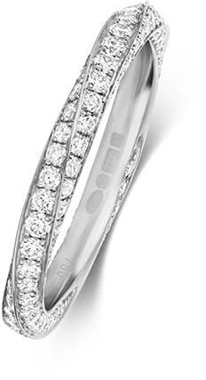 EDS Jewels 18 Karat (750) Weißgold 1mm Slight Court Form Diamant Trauring/Ehering/Hochzeitsring Brillant-Schliff 0.80 Karat G - VS TRS3687018KWRSL