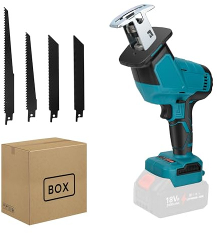Sierra Sable Inalámbrica, Compatible con Batería Makita 18V, Sierra Eléctrica Inalámbrica 12000 SPM, 4 Hojas de Sierra, Iluminación LED, Sawzall Eléctrica para Poda de Árboles Tubos de Metal Madera