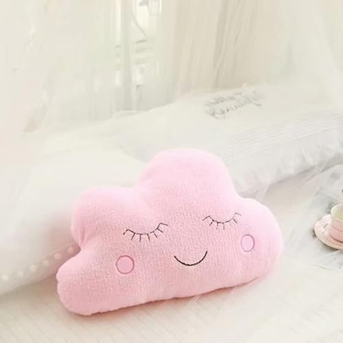 champracer Kuschel Deko-kissenkissen in Plüsch Stern/Wolke/Mond/Regentropfen Form,50cm-Deko Kissen Für Baby & Kinderzimmer,Kinderkopfkissen,Wärmekissen Für Mädchen & Jungen (Rosa Wolken)