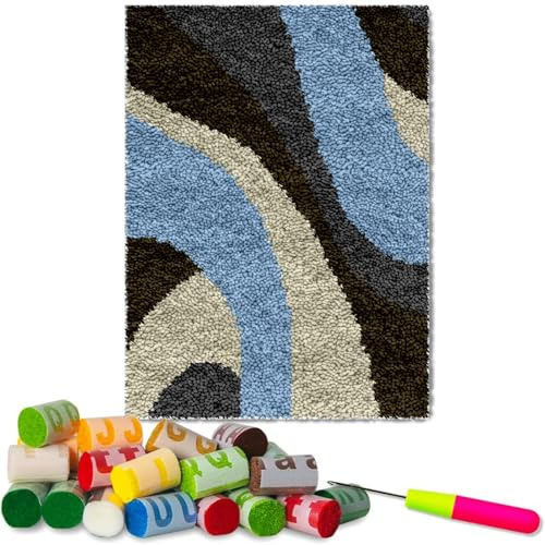 Fzamudng 38 x 52 cm Knüpfteppich - Knüpfhaken-Sets für Anfänger und Erwachsene - Tapisserie Teppich Knüpf-Sets - Knüpfsets Latch Hook Kit Selbst Knüpfen Set für Kinder und Erwachsene