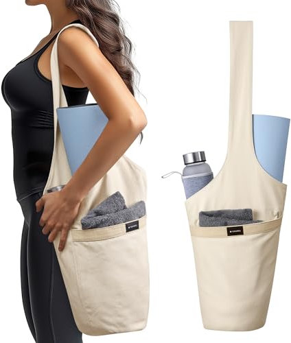 Navaris Yogatasche - Yoga Tasche für Matte und Zubehör - Yogamattentasche - Leicht und langlebig - Tasche Yogamatte mit Fächern - Tragetasche - Taschen für Yogamatten