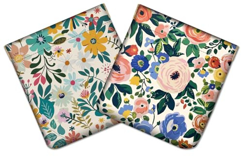 CREATCABIN 2 Pochette Rangement Fermeture Pression pour Femme Sac Cosmétiques Portable sans Fermeture Éclair Portefeuille Fleurs Fermeture Automatique Mini Pochettes Rangement Voyage Trousse 11x12cm