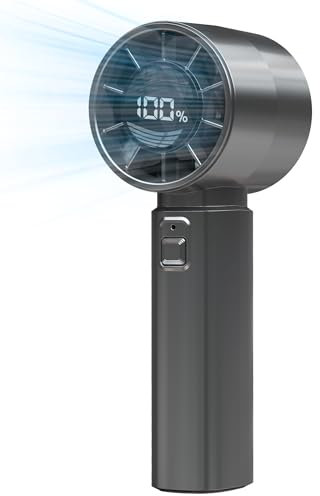 Alljazz Portable Handheld Fan 4000mAh Mini Hand Personal Fan High Speed with 5 Speeds,Digital Display,Rechargeable,Up to 12 Hours Small Essentials for Travel/Outdoor/Home/Office/Vacation(Grey)