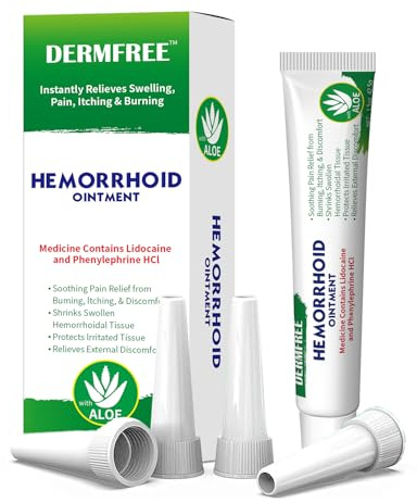 DERMFREE Hemorrhoid Ointment Care, Instantly Relieves Swelling, Pain, Itching Burning and External Discomfort,Helps to Protect Irritated Tissue,1.5Oz (1.5 Oz (Pack of 1)