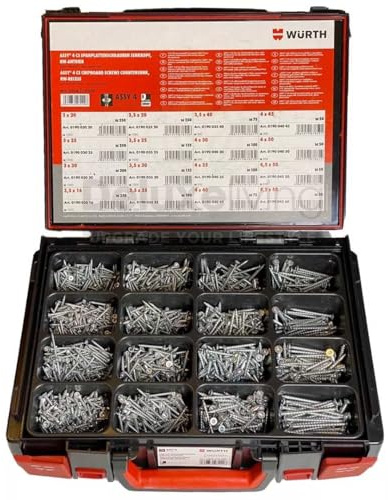 Würth ASSY® 4 CS Senkkopf Beschlagschrauben Sortiment Holzschrauben mit RW Antrieb verzinkt 2100 Teile im ORSY Sytemkoffer 5964019000 Größe 3,5mm - 4,5mm | Länge 16mm - 60mm