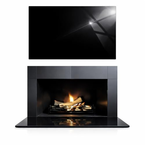 TMK ArtDeko Placa de protección contra chispas de cristal templado para estufas de chimenea, 52 x 40 cm, color negro