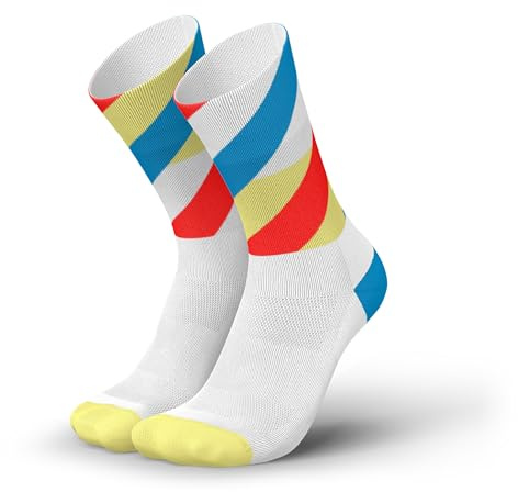 INCYLENCE löparstrumpor för kvinnor och män med lätt kompression, 1 par, Loops White Blue Inferno, 43-46 EU