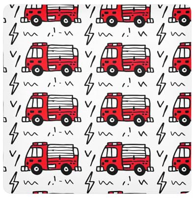 ODAWA Firetrucks Chiffons autocollants multi-usages pour tablette et ordinateur portable Rouge 55,1 x 55,1 cm